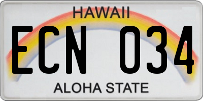 HI license plate ECN034