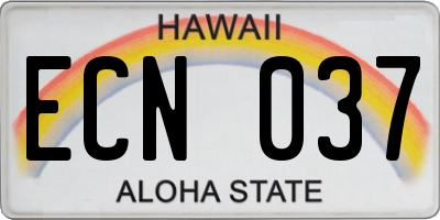 HI license plate ECN037