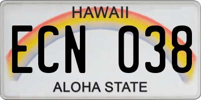 HI license plate ECN038