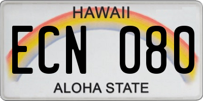 HI license plate ECN080