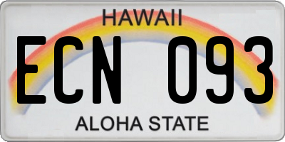 HI license plate ECN093