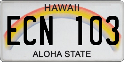 HI license plate ECN103