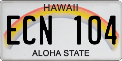 HI license plate ECN104