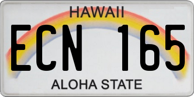 HI license plate ECN165
