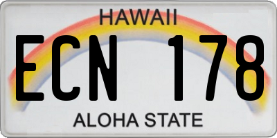 HI license plate ECN178