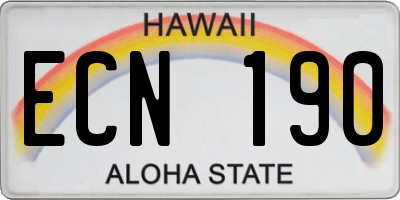 HI license plate ECN190