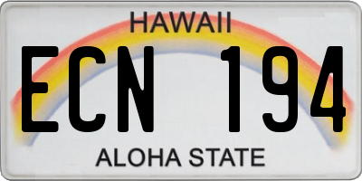 HI license plate ECN194