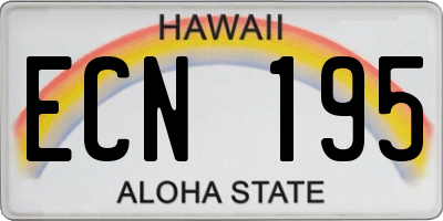 HI license plate ECN195