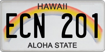 HI license plate ECN201