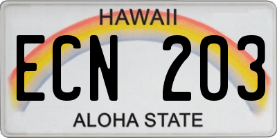 HI license plate ECN203