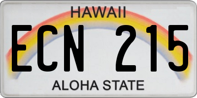 HI license plate ECN215