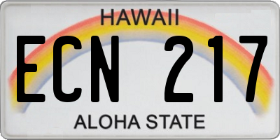 HI license plate ECN217