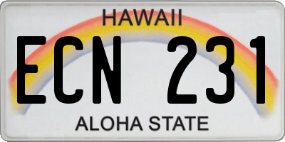 HI license plate ECN231