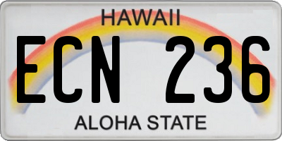 HI license plate ECN236