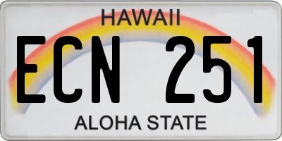 HI license plate ECN251