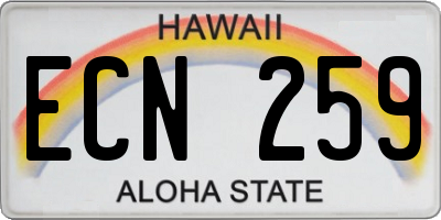 HI license plate ECN259