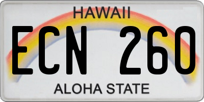 HI license plate ECN260