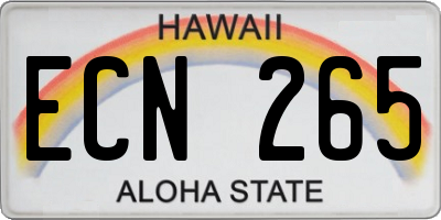 HI license plate ECN265