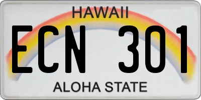 HI license plate ECN301