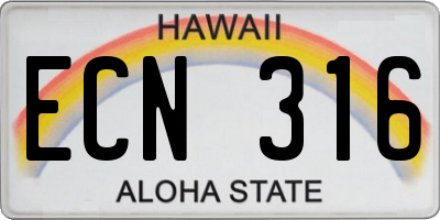 HI license plate ECN316