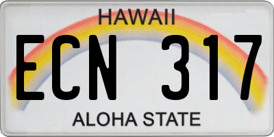 HI license plate ECN317