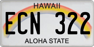 HI license plate ECN322