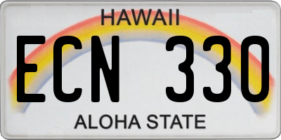 HI license plate ECN330