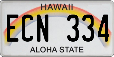 HI license plate ECN334