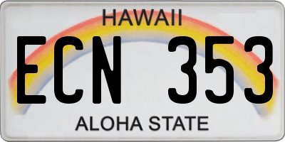 HI license plate ECN353