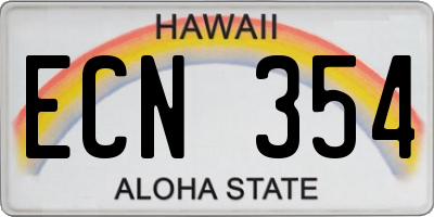 HI license plate ECN354