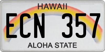 HI license plate ECN357