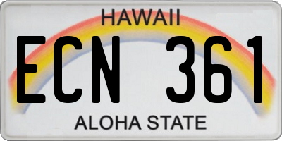 HI license plate ECN361