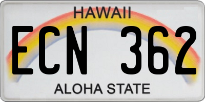 HI license plate ECN362