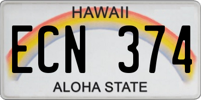 HI license plate ECN374