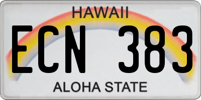 HI license plate ECN383