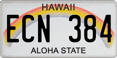 HI license plate ECN384