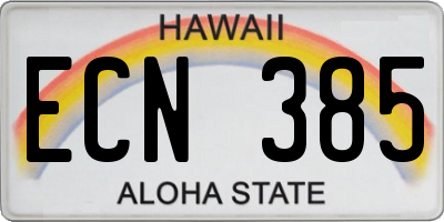 HI license plate ECN385