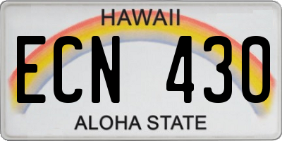 HI license plate ECN430