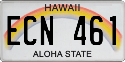 HI license plate ECN461