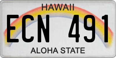 HI license plate ECN491