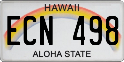 HI license plate ECN498