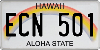 HI license plate ECN501