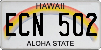 HI license plate ECN502