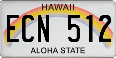 HI license plate ECN512
