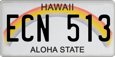 HI license plate ECN513