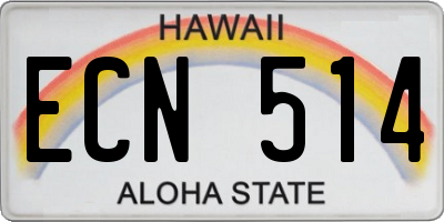 HI license plate ECN514