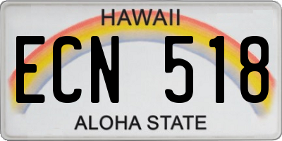 HI license plate ECN518