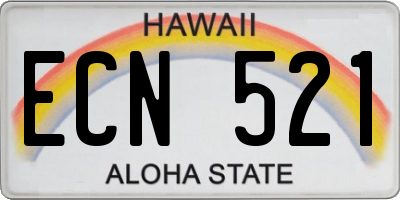 HI license plate ECN521