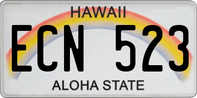 HI license plate ECN523