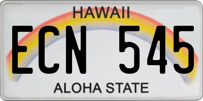 HI license plate ECN545